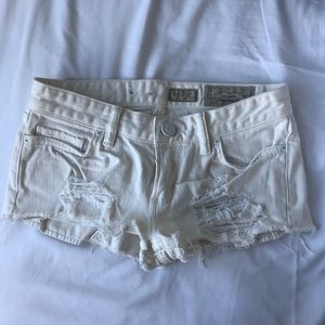 All Saints Destroyed White Shorts